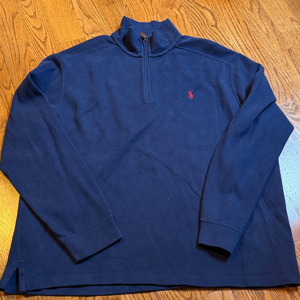 Polo Ralph Lauren 1/4 zip cotton pullover sweater - navy blue size XXL